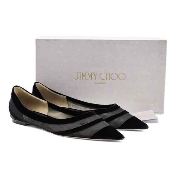 Jimmy Choo Love Tulle Flat Ballerina Shoes in Black 42 (12 US) $875